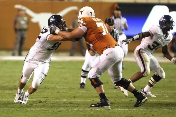 American football offensive line blocking